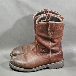 Ariat Work Boots Mens Size 11 D Brown Leather Waterproof Cowboy Chore Rancher